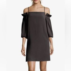 Nicole Miller Studio Black Ruffle Cold Shoulder Dress, size 10